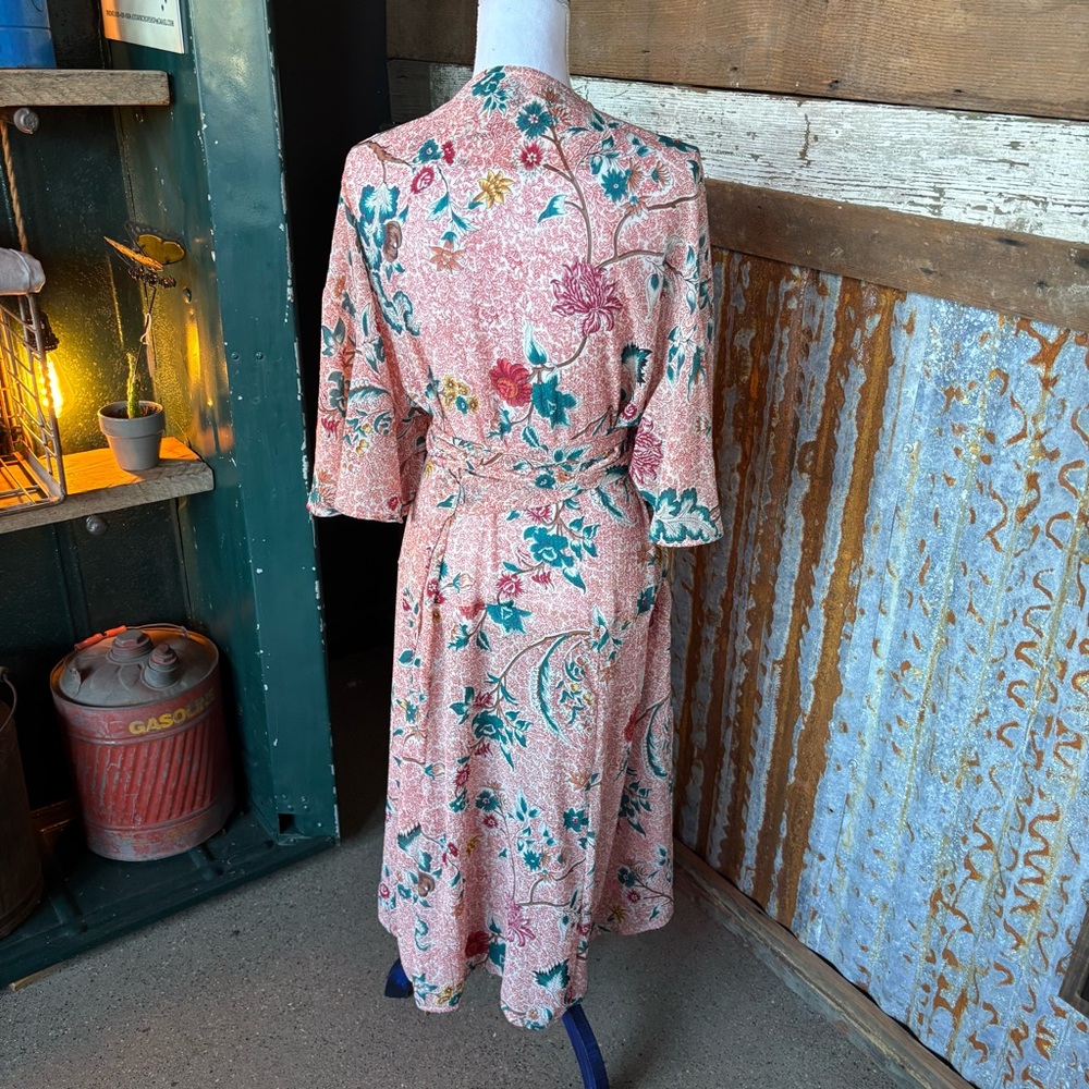 Maeve Floral Long Sleeve Kimono/Wrap Dress Size XL - Picture 4 of 6